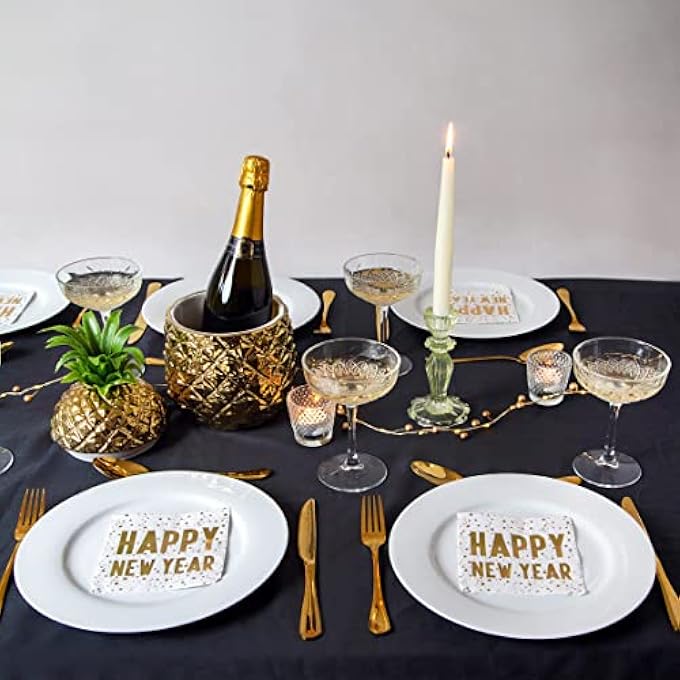 LUXE HAPPY NEW YEAR NAPKIN, 16 PIECES, WHITE/GOLD - Image 5